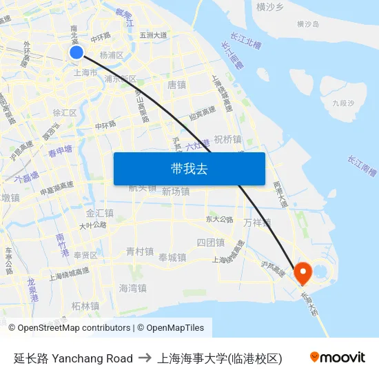 延长路 Yanchang Road to 上海海事大学(临港校区) map