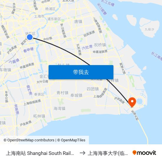上海南站 Shanghai South Railway Station to 上海海事大学(临港校区) map