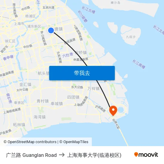 广兰路 Guanglan Road to 上海海事大学(临港校区) map