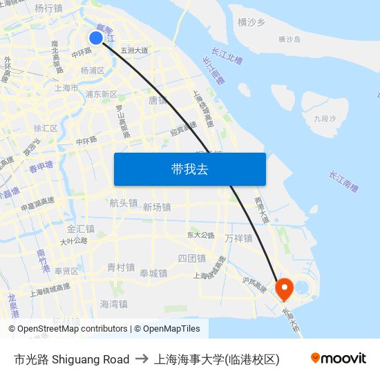 市光路 Shiguang Road to 上海海事大学(临港校区) map