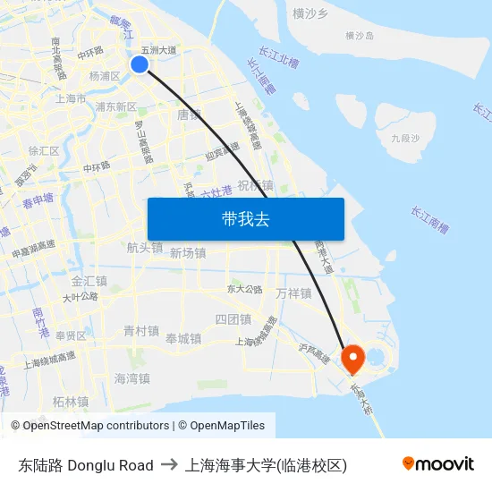 东陆路 Donglu Road to 上海海事大学(临港校区) map