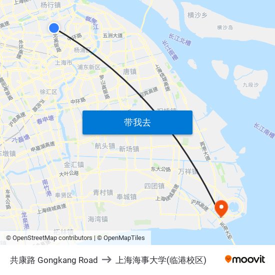 共康路 Gongkang Road to 上海海事大学(临港校区) map
