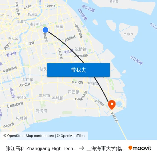 张江高科 Zhangjiang High Technology Park to 上海海事大学(临港校区) map