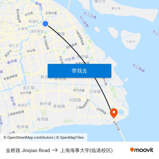 金桥路 Jinqiao Road to 上海海事大学(临港校区) map