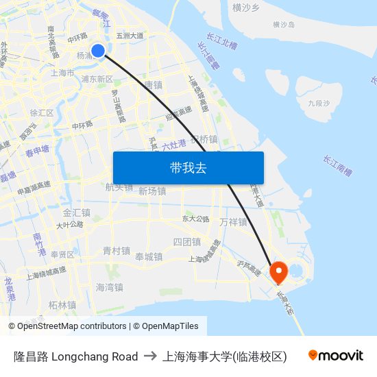 隆昌路 Longchang Road to 上海海事大学(临港校区) map