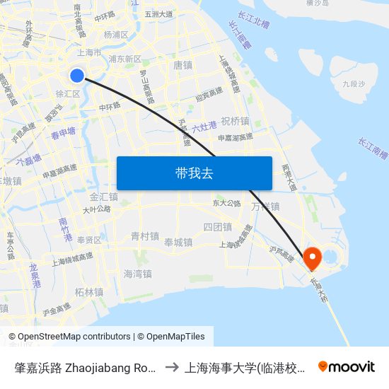 肇嘉浜路 Zhaojiabang Road to 上海海事大学(临港校区) map