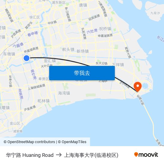 华宁路 Huaning Road to 上海海事大学(临港校区) map