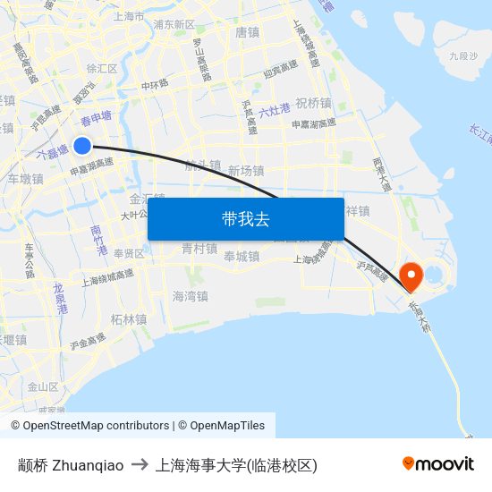 颛桥 Zhuanqiao to 上海海事大学(临港校区) map