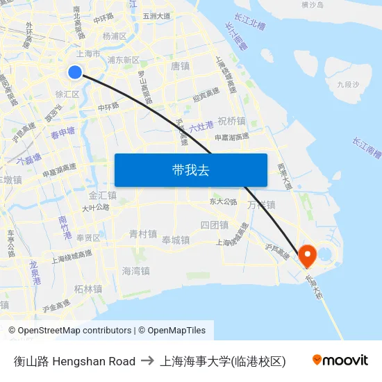 衡山路 Hengshan Road to 上海海事大学(临港校区) map