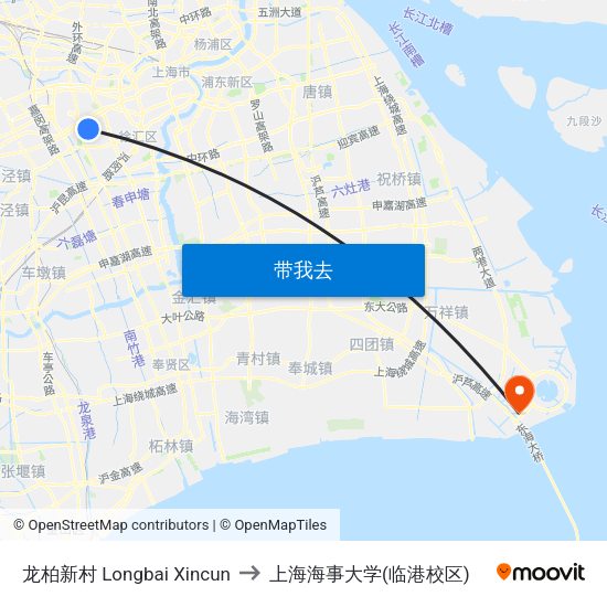 龙柏新村 Longbai Xincun to 上海海事大学(临港校区) map