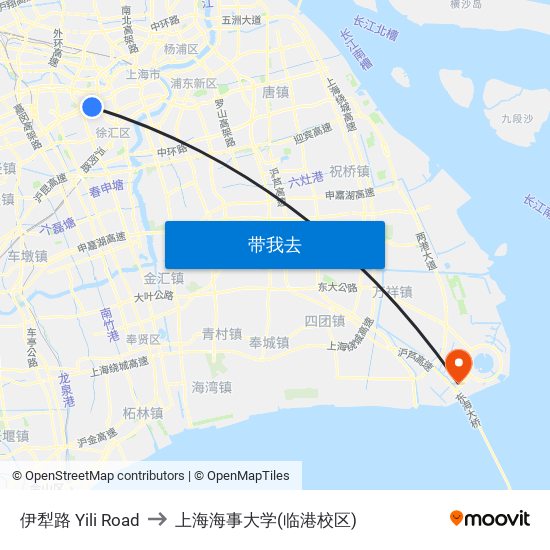 伊犁路 Yili Road to 上海海事大学(临港校区) map