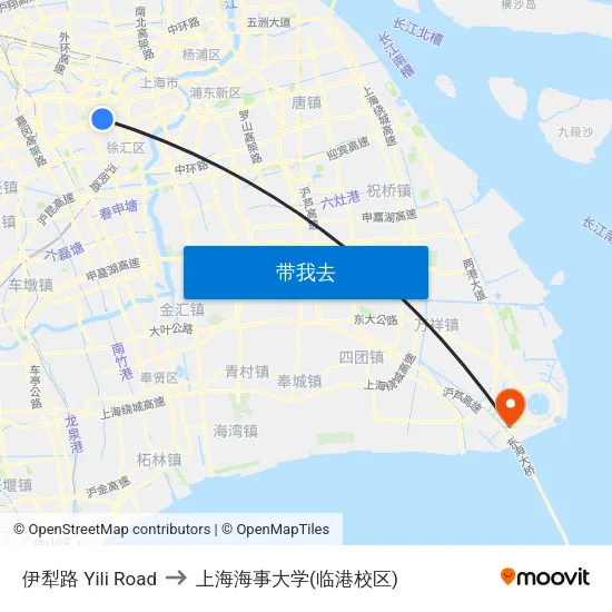 伊犁路 Yili Road to 上海海事大学(临港校区) map