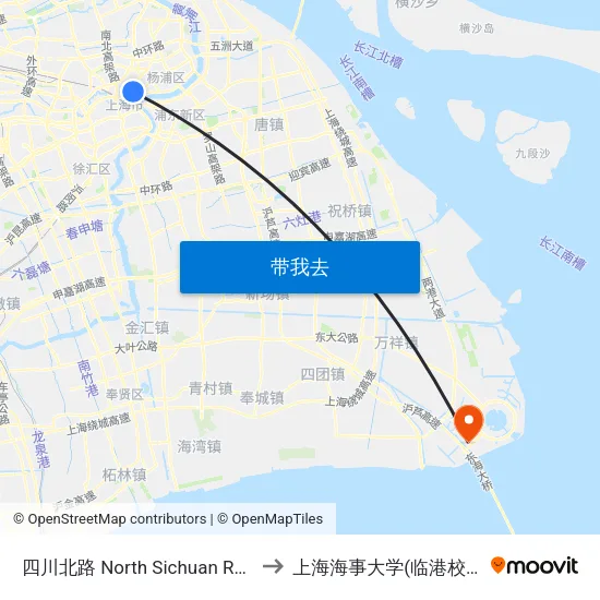 四川北路 North Sichuan Road to 上海海事大学(临港校区) map