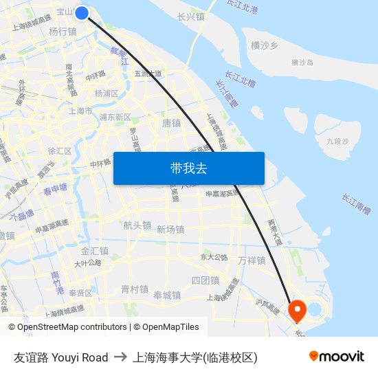 友谊路 Youyi Road to 上海海事大学(临港校区) map