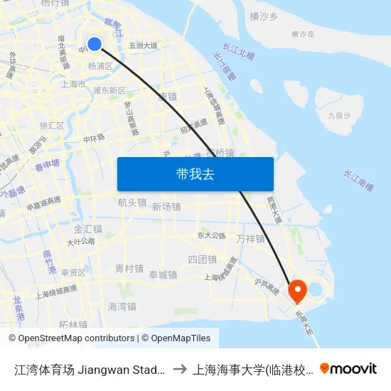 江湾体育场 Jiangwan Stadium to 上海海事大学(临港校区) map