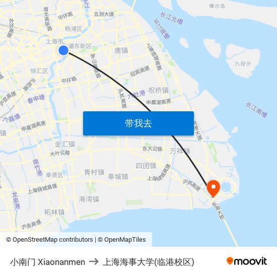小南门 Xiaonanmen to 上海海事大学(临港校区) map