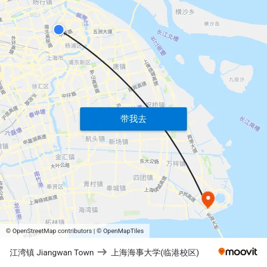 江湾镇 Jiangwan Town to 上海海事大学(临港校区) map