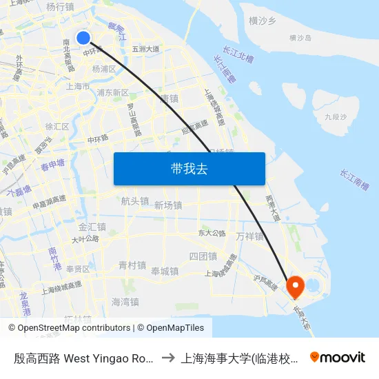 殷高西路 West Yingao Road to 上海海事大学(临港校区) map
