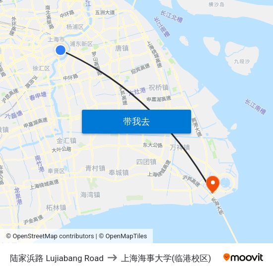 陆家浜路 Lujiabang Road to 上海海事大学(临港校区) map