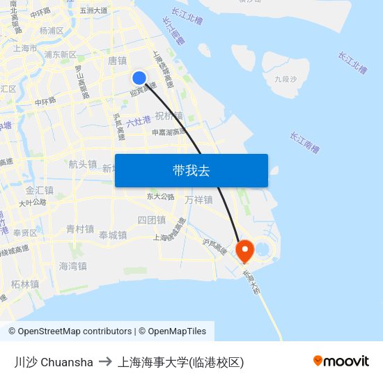 川沙 Chuansha to 上海海事大学(临港校区) map