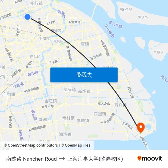 南陈路 Nanchen Road to 上海海事大学(临港校区) map