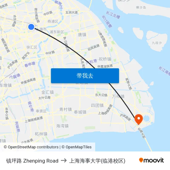 镇坪路 Zhenping Road to 上海海事大学(临港校区) map