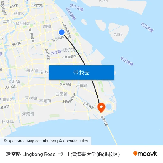 凌空路 Lingkong Road to 上海海事大学(临港校区) map