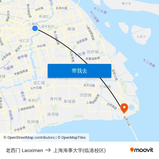 老西门 Laoximen to 上海海事大学(临港校区) map