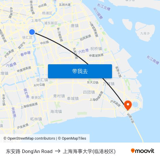 东安路 Dong'An Road to 上海海事大学(临港校区) map
