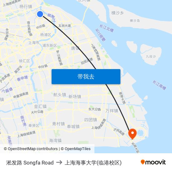 淞发路 Songfa Road to 上海海事大学(临港校区) map