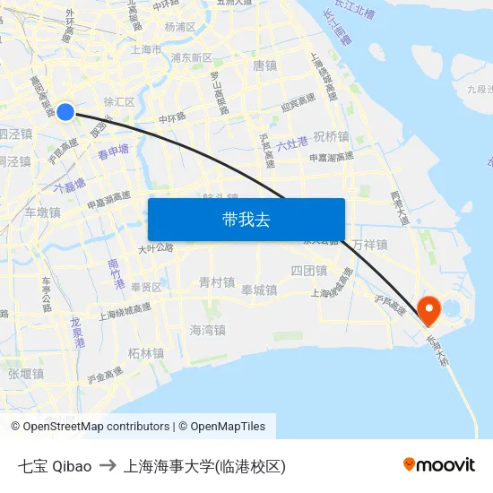 七宝 Qibao to 上海海事大学(临港校区) map