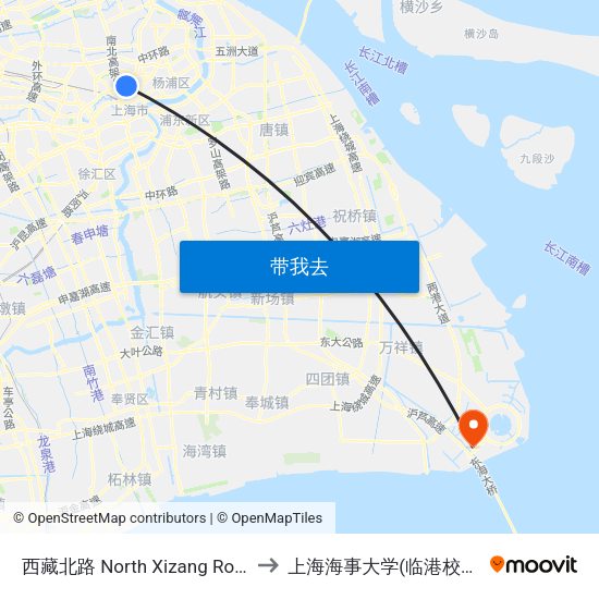 西藏北路 North Xizang Road to 上海海事大学(临港校区) map