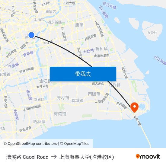 漕溪路 Caoxi Road to 上海海事大学(临港校区) map