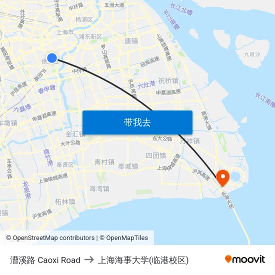 漕溪路 Caoxi Road to 上海海事大学(临港校区) map