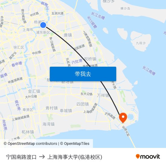 宁国南路渡口 to 上海海事大学(临港校区) map