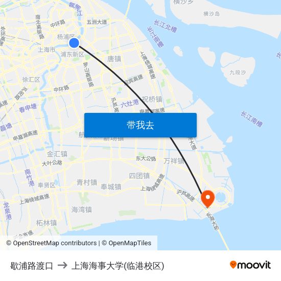 歇浦路渡口 to 上海海事大学(临港校区) map