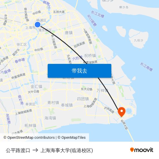 公平路渡口 to 上海海事大学(临港校区) map