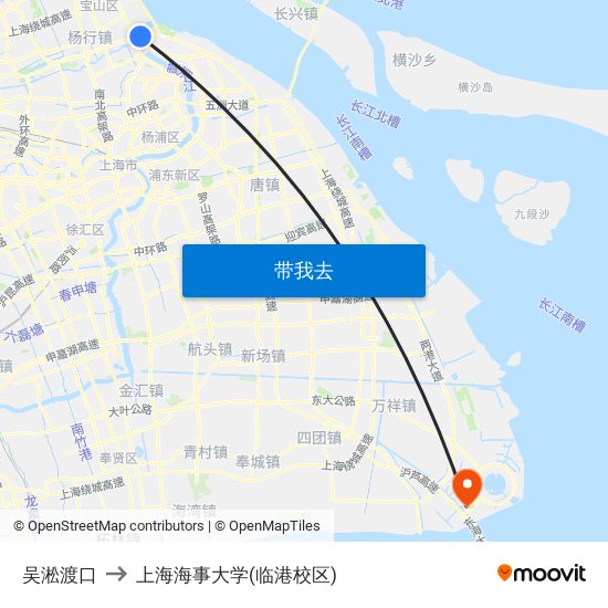 吴淞渡口 to 上海海事大学(临港校区) map