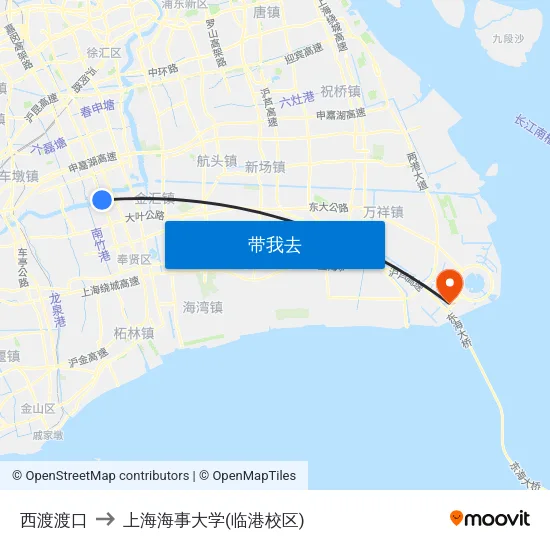 西渡渡口 to 上海海事大学(临港校区) map