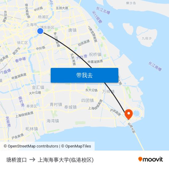 塘桥渡口 to 上海海事大学(临港校区) map