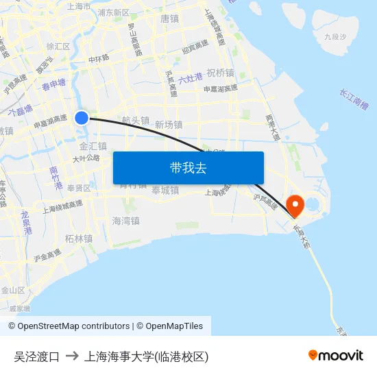 吴泾渡口 to 上海海事大学(临港校区) map