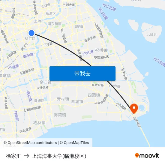 徐家汇 to 上海海事大学(临港校区) map