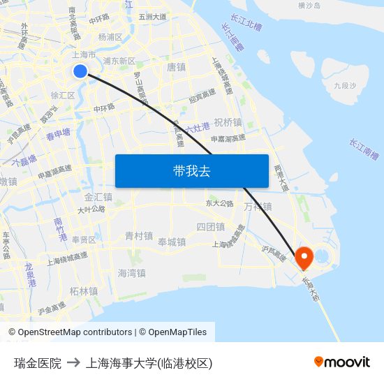瑞金医院 to 上海海事大学(临港校区) map