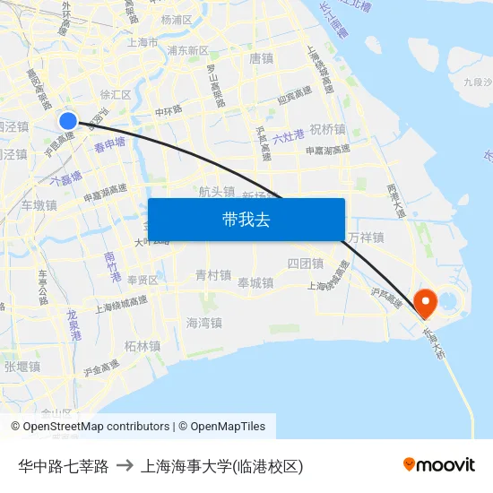 华中路七莘路 to 上海海事大学(临港校区) map