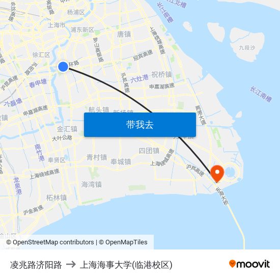 凌兆路济阳路 to 上海海事大学(临港校区) map