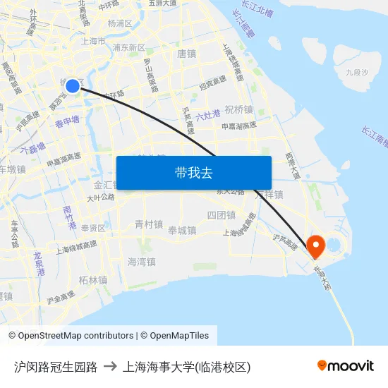 沪闵路冠生园路 to 上海海事大学(临港校区) map