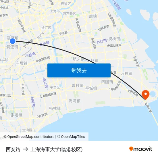 西安路 to 上海海事大学(临港校区) map