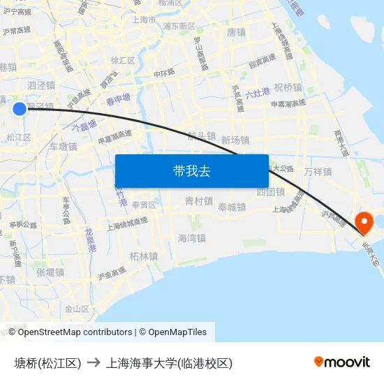 塘桥(松江区) to 上海海事大学(临港校区) map