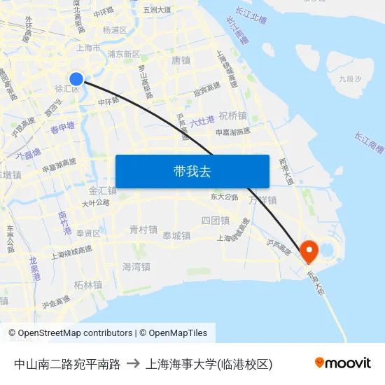 中山南二路宛平南路 to 上海海事大学(临港校区) map