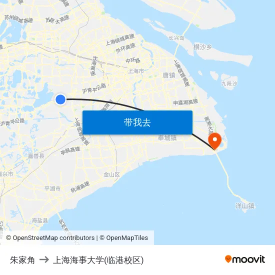 朱家角 to 上海海事大学(临港校区) map